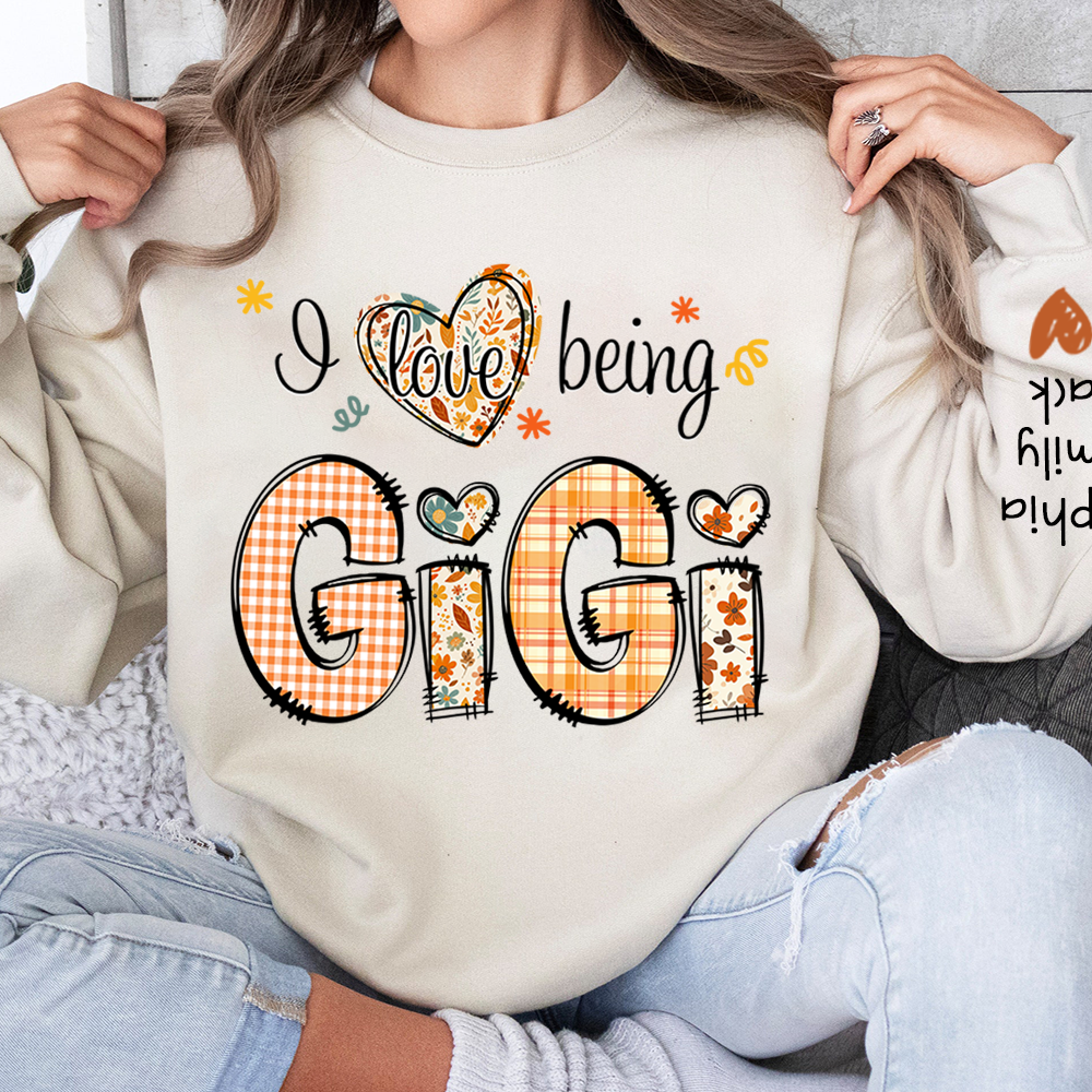 Personalized Autumn I Love Being Sweatshirt for Grandma And Kids