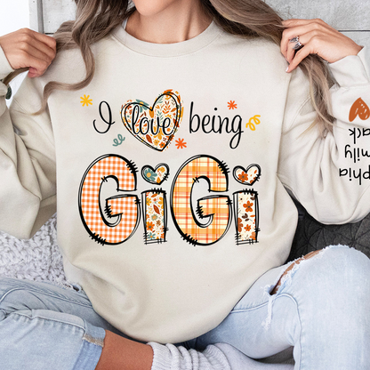 Personalized Autumn I Love Being Sweatshirt for Grandma And Kids