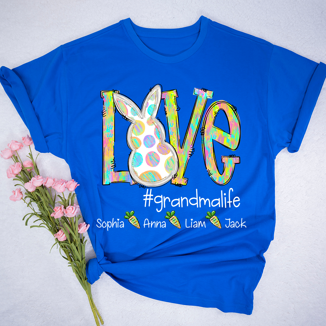 Love Grandma Life Rainbow Easter Egg Bunny And Kids Carrot LTP01