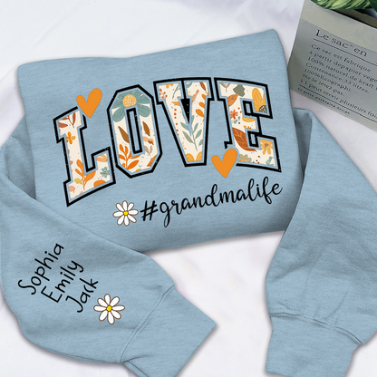 Customized Fall Grandma Life Pumpkin Sweatshirt, Personalized for Grandma And Kids
