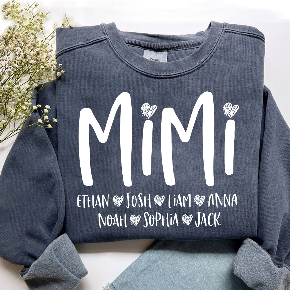 Mimi Heart Personalized Sweatshirt, Custom Grandma Gift with Grandkids' Names