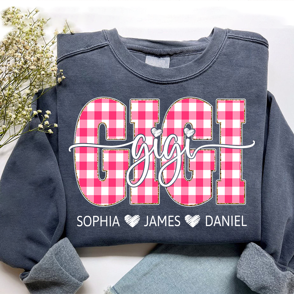 Personalized Gigi Sweatshirt with Grandkids Names, Custom Grandma Crewneck, Gigi Valentine Family Gift