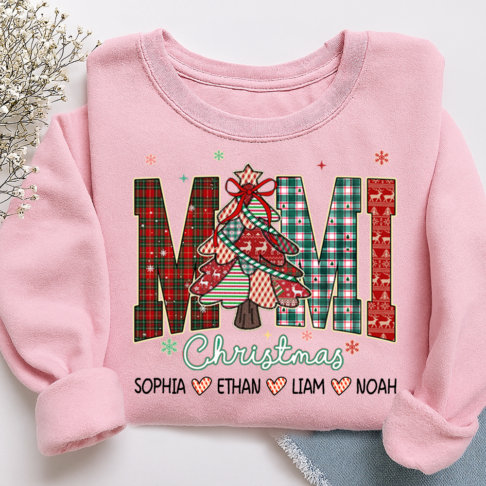 Personalized Mimi Christmas Sweatshirt, Customized Gifts for Grandma and Grandchild