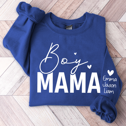 Personalized Boy Mama With Kids, Gift For Mom TH Sweatshirt, Mother's Day Shirt For Mom Mama Mommy