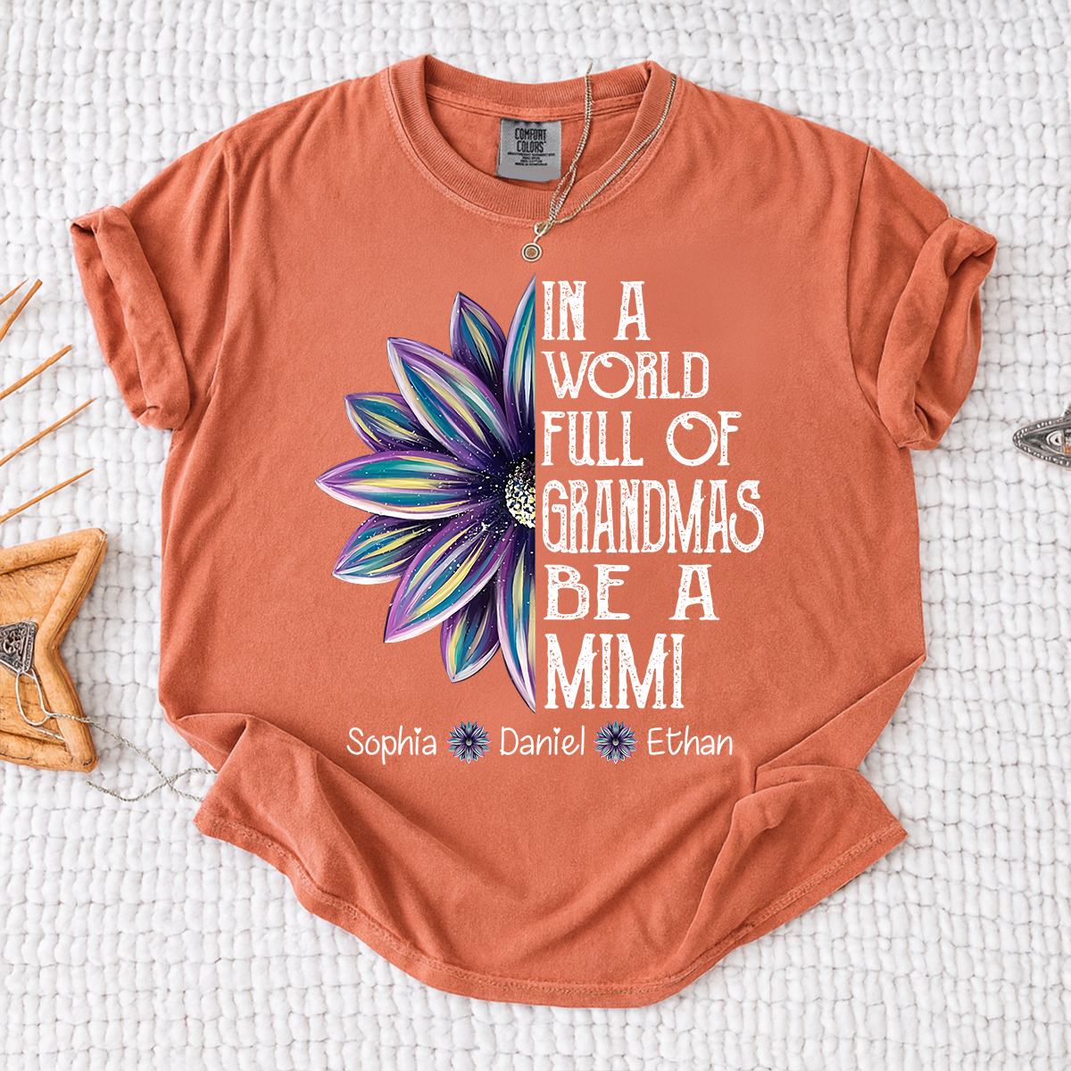 Comfort Colors Personalized Mimi Shirt with Kids Names In a World Full of Grandmas Be a Mimi with Floral Graphic Custom Family Tee