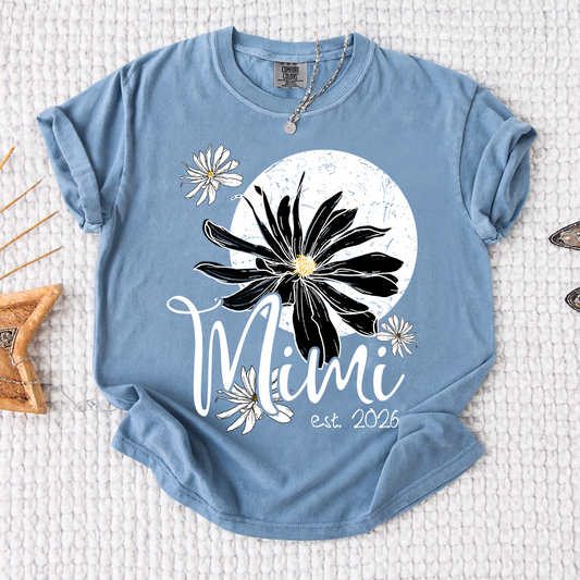Comfort Colors® Mimi Shirt with Daisy Flower Design, Custom EST, Perfect Gift for Grandmother