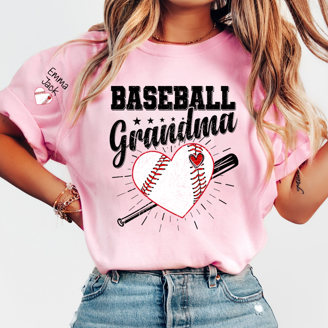 Custom Baseball Grandma T-Shirt, Personalized Family Tee for Baseball Season and Game Days