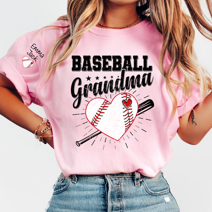 Custom Baseball Grandma T-Shirt, Personalized Family Tee for Baseball Season and Game Days