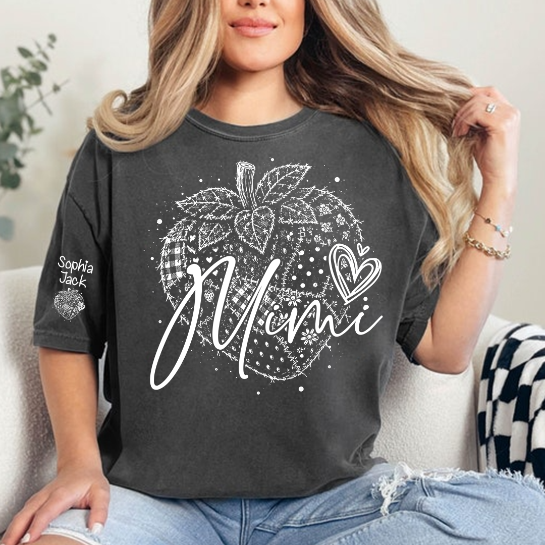 Custom Mimi Shirt with Strawberry Design, Personalized Grandma or Mom Tee Gift For Grandma And Kids