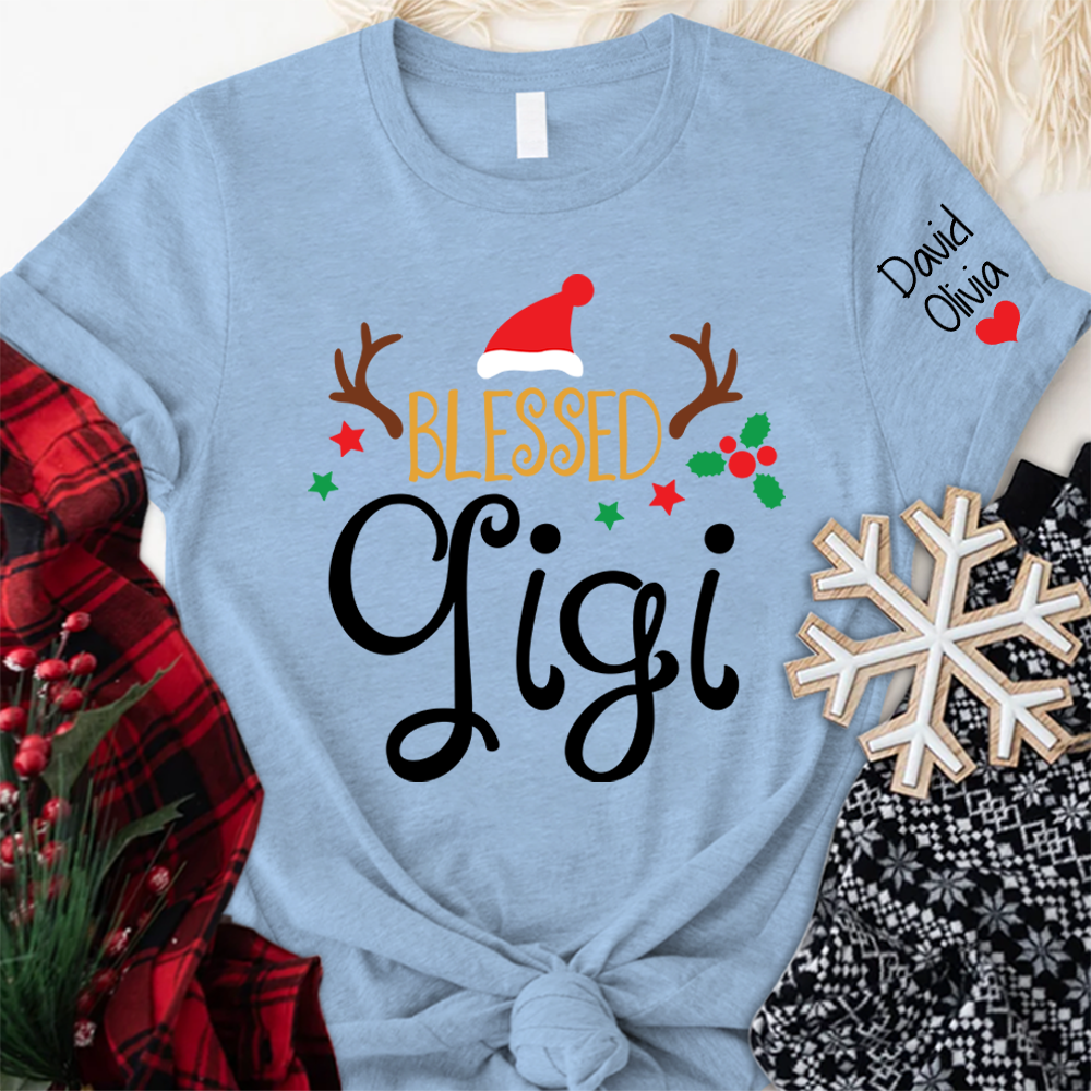 Blessed Gigi Christmas And Grandkids T-Shirt