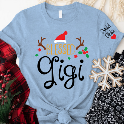 Blessed Gigi Christmas And Grandkids T-Shirt