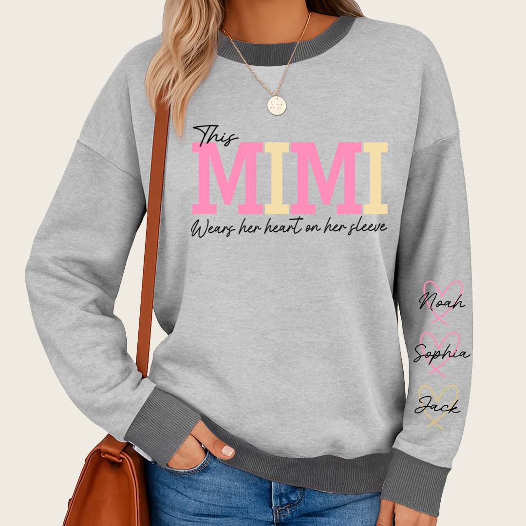 Sweatshirt Mix This Mimi Wears Her Heart On Her Sleeve, A Gift For A Loved One  Sweatshirt MIX