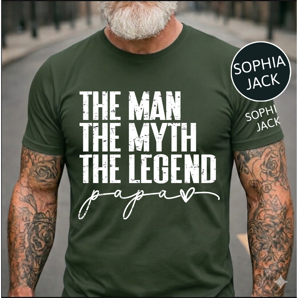 The Man The Myth The Legend Papa T-Shirt – Personalized Names Gift for Dad Fathers Day Birthday