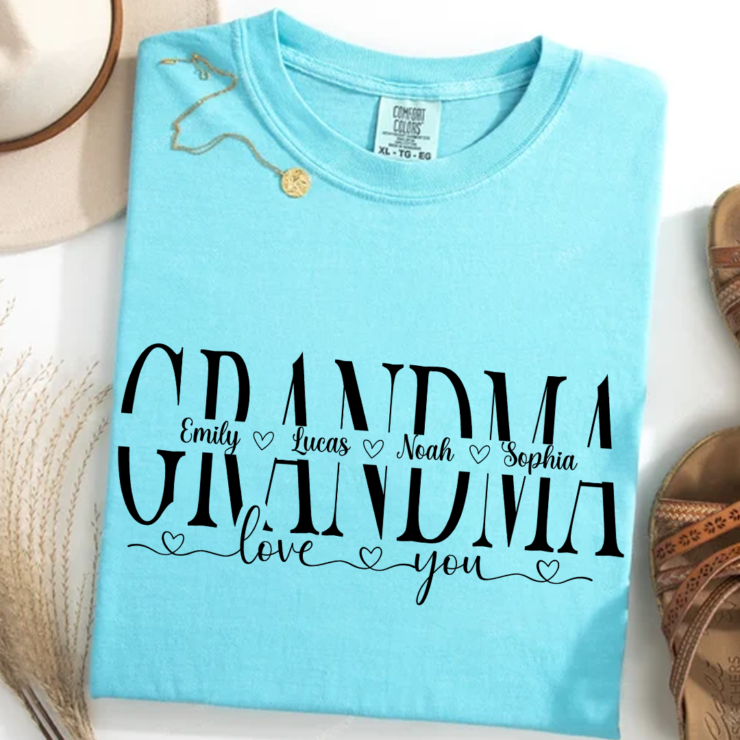 Personalized Grandma Shirt with Grandkids' Names - Comfort Colors T-Shirt