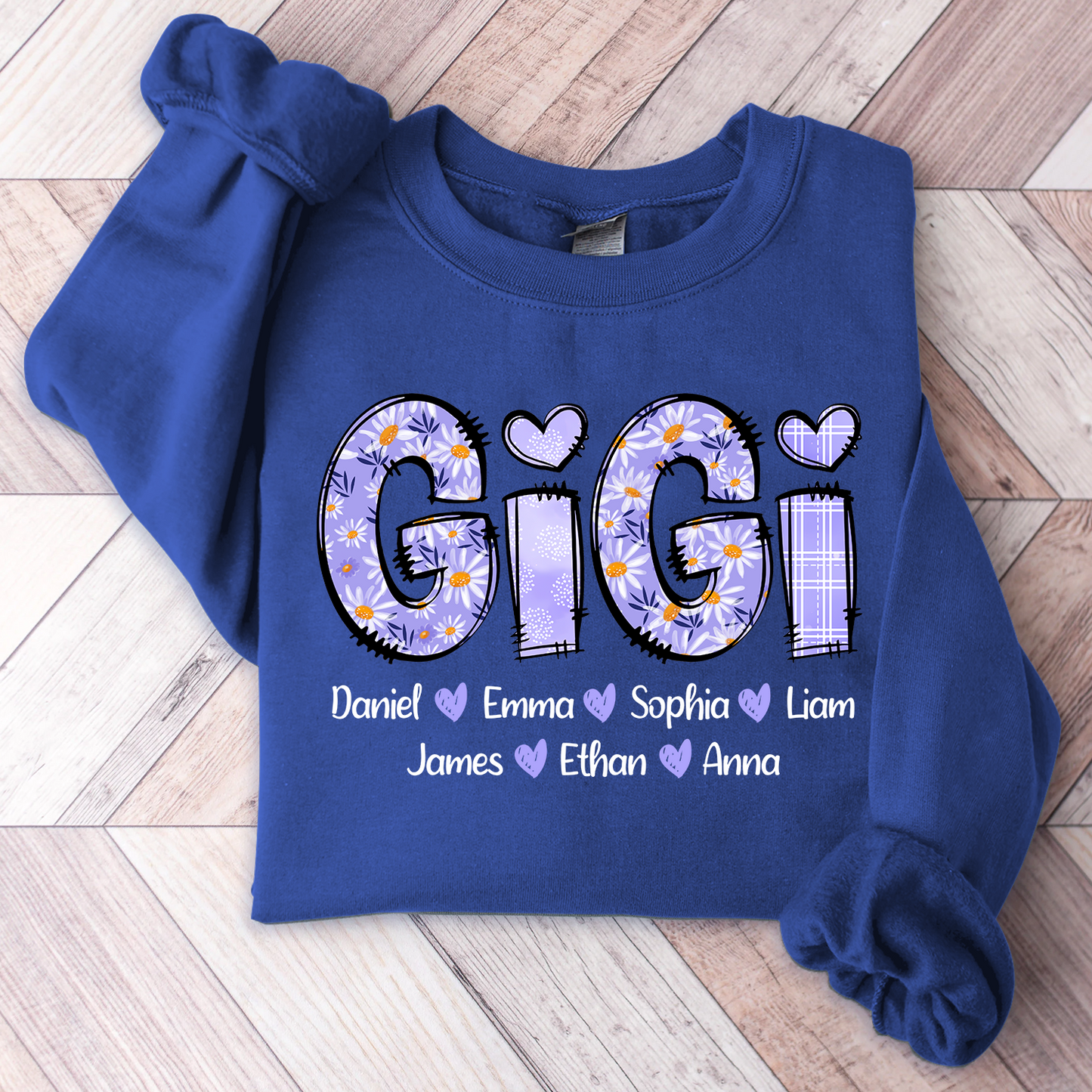 Custom Gigi Purple Daisy With Grandkids Sweatshirt
