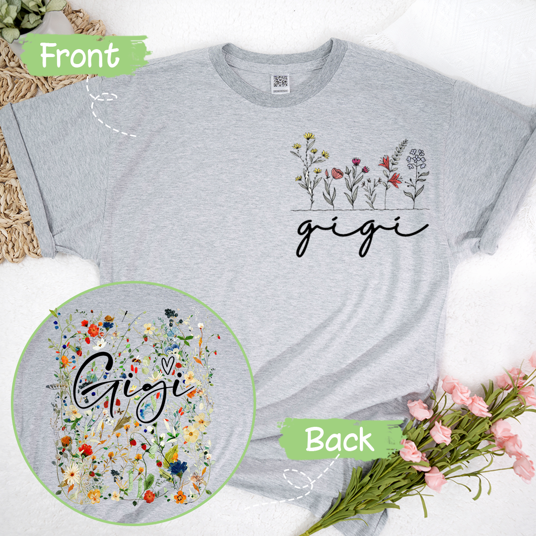 Personalized Gigi Wildflower Trend 2025 T-Shirt, Custom Grandma And Grandkids Shirt