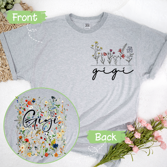 Personalized Gigi Wildflower Trend 2025 T-Shirt, Custom Grandma And Grandkids Shirt