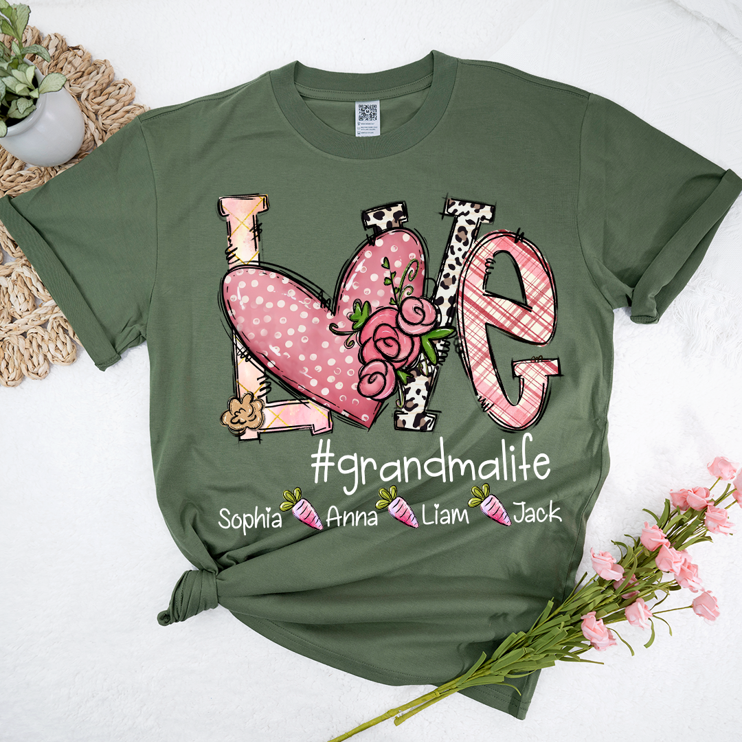 Love Heart Grandma Life Rainbow Easter Egg Bunny And Kids Carrot LTP01