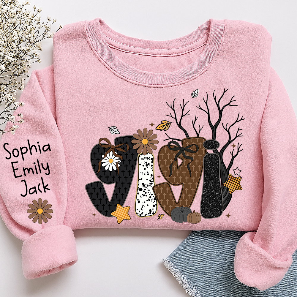 Personalized Grandma, Prayer Sweatshirt, Custom Gigi Nickname with Kids