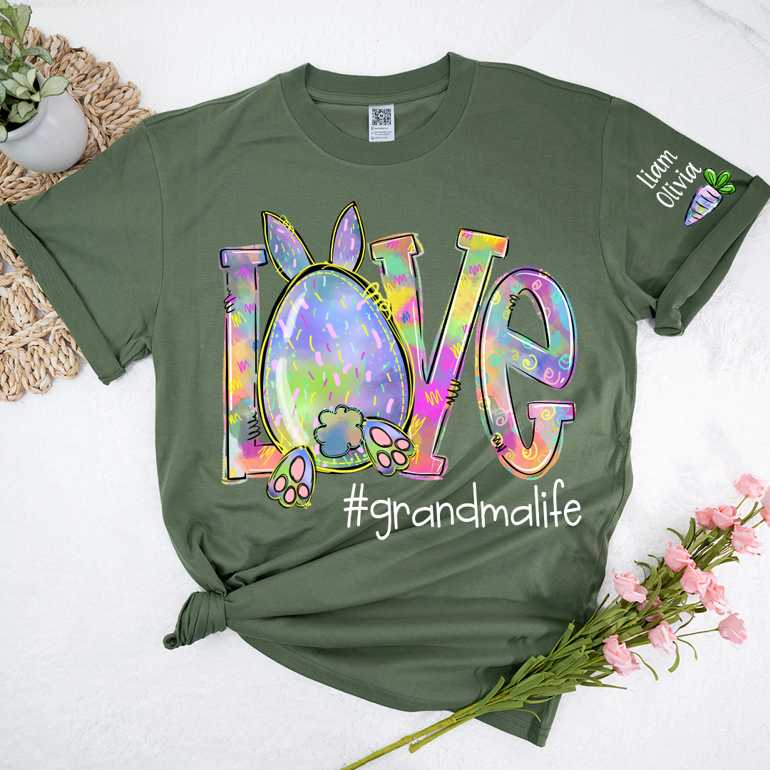 Love Grandma Life Rainbow Easter Bunny And Kids Carrot LTP01