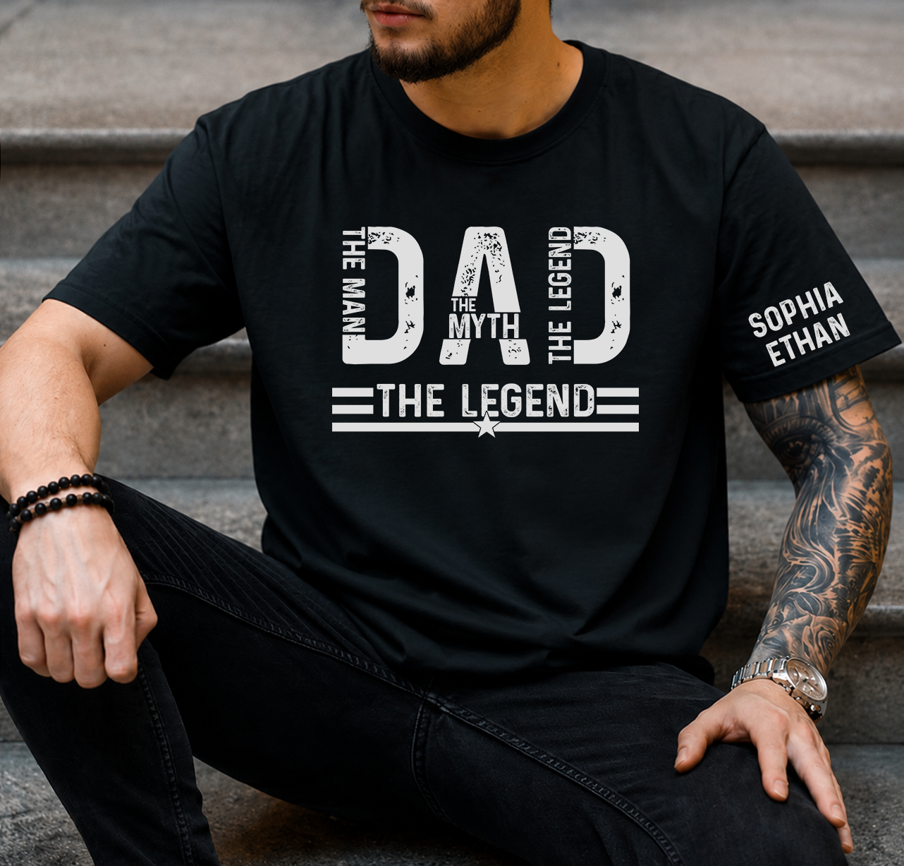 The Man The Myth The Legend Dad T-Shirt – Personalized Custom Name Gift for Daddy Papa Dad