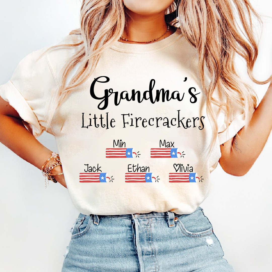 Grandma's Little Firecrackers Shirt with Names - Custom Mother's Day Gift for Mimi