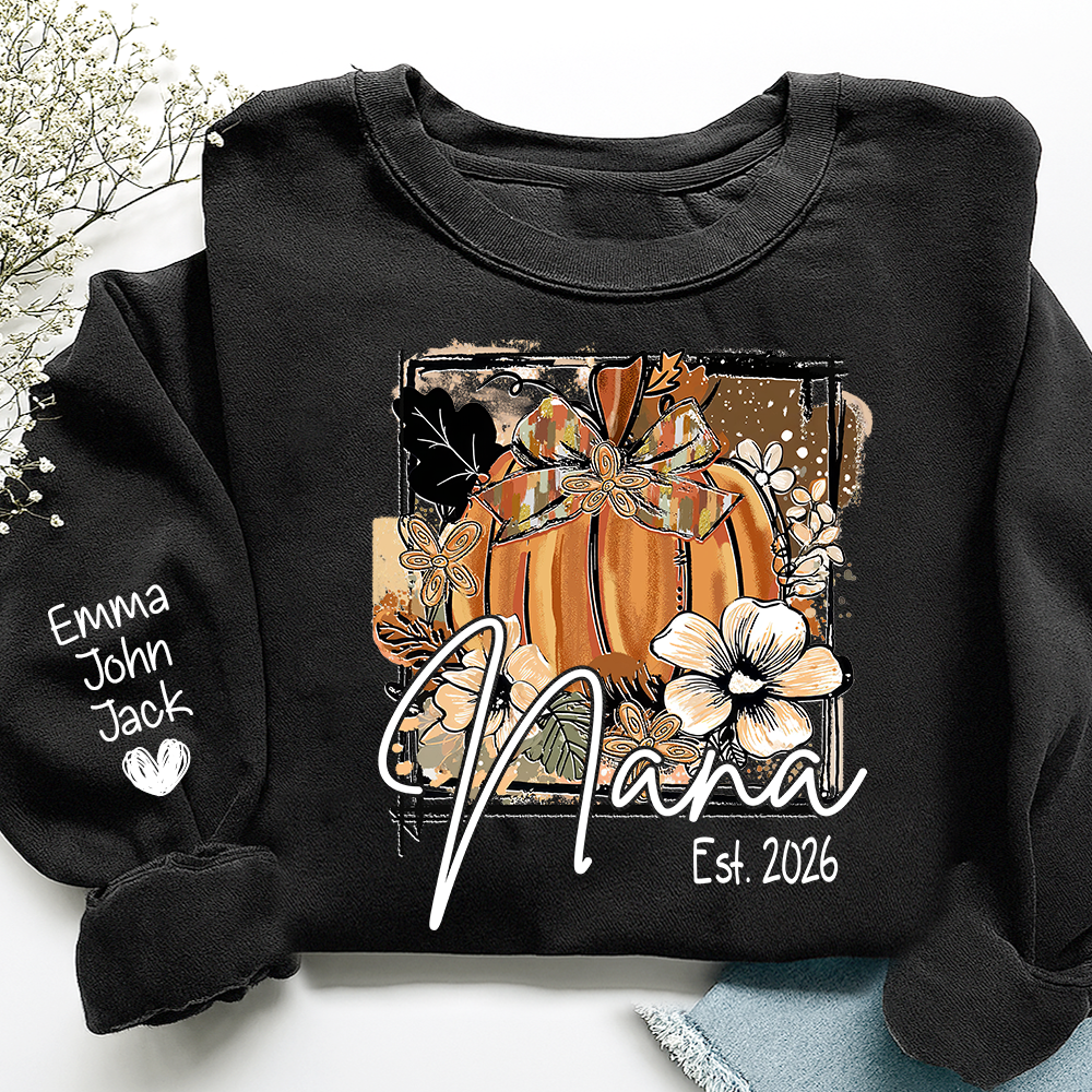 Mimi Fall Pumpkin Bow T Shirt, Personalized Grandma Tee, Autumn Floral Graphic Shirt, Gift for Mimi Lovers and Family