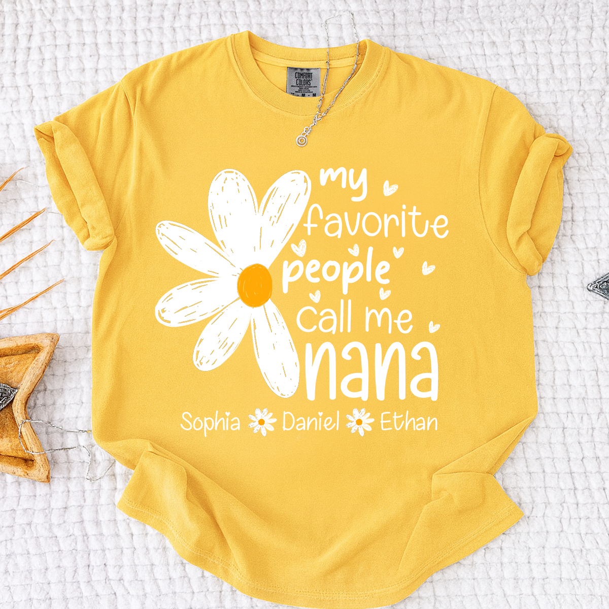 Comfort Colors® My Favorite People Call Me Nana Daisy T-shirt Grandma Gift with Kids' Names