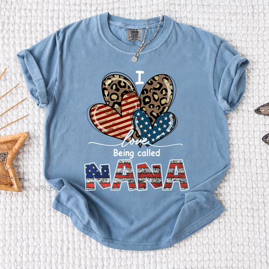 Comfort Colors® I Love Being Called Nana American Flag Heart Shirt, For Gift Grandma