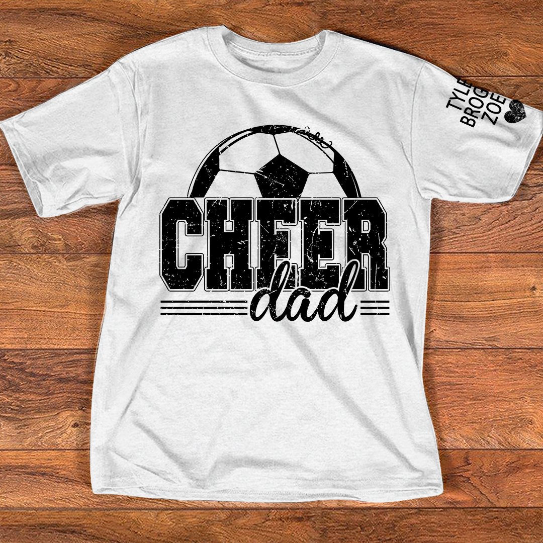 Dad's Cheer T-shirt, personalized Cheering Shirt With Kids' Names, A Meaningful Gift For Your Loved Ones