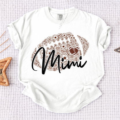 Comfort Mimi Football Shirt, Personalized Mimi T-Shirt with Floral Football Design