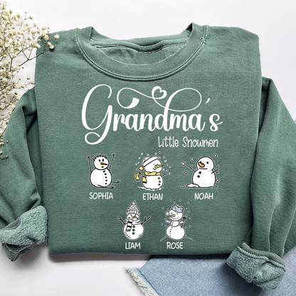 Merry Christmas Grandma Little Snowman Sweatshirt, Custom Gifts for Grandma and Grandchild