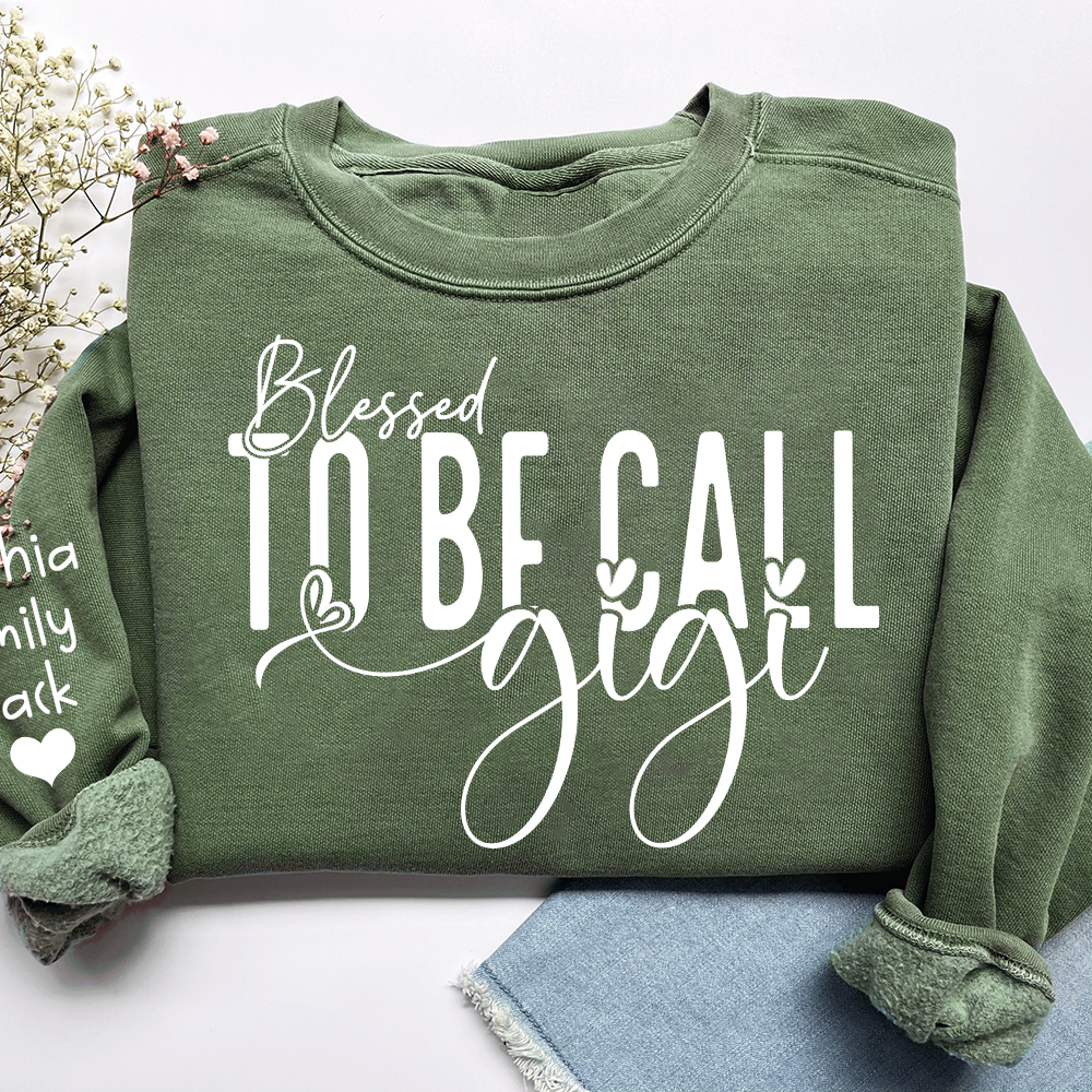 Personalized Blessed To Be Call Gigi Name Crewneck Sweatshirt, Custom Grandma And Kids