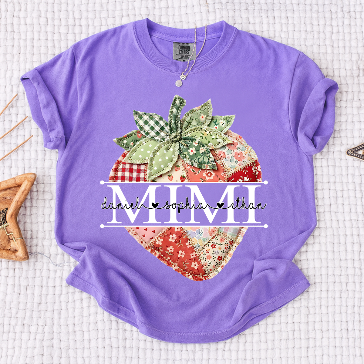 Comfort Colors® Mimi Strawberry Shirt, Personalized Cute Summer Grandma Tee For Gift Grandma And Kids