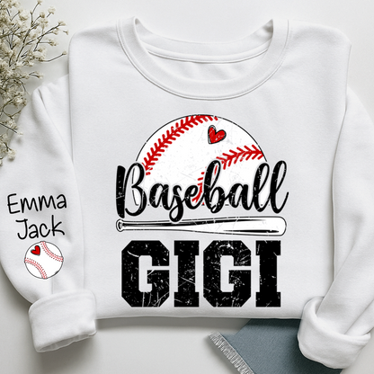 Custom Baseball Gigi Sweatshirt, Graphic Tee With Baseball And Heart Design for Gift Grandma And Kids