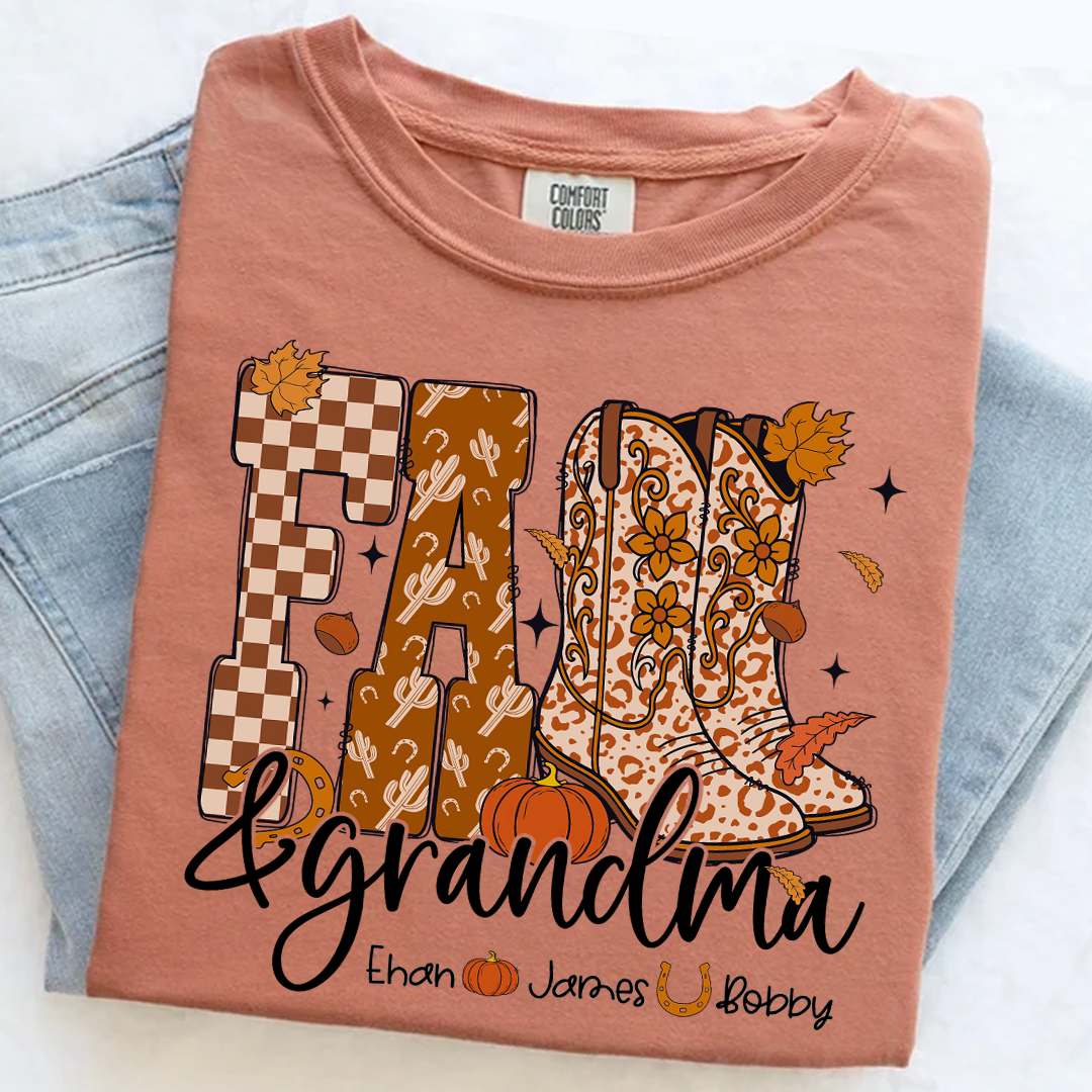 Comfort Colors® Cute Personalized Fall & Grandma Costume, Gift With Grandma And Grandchild Names