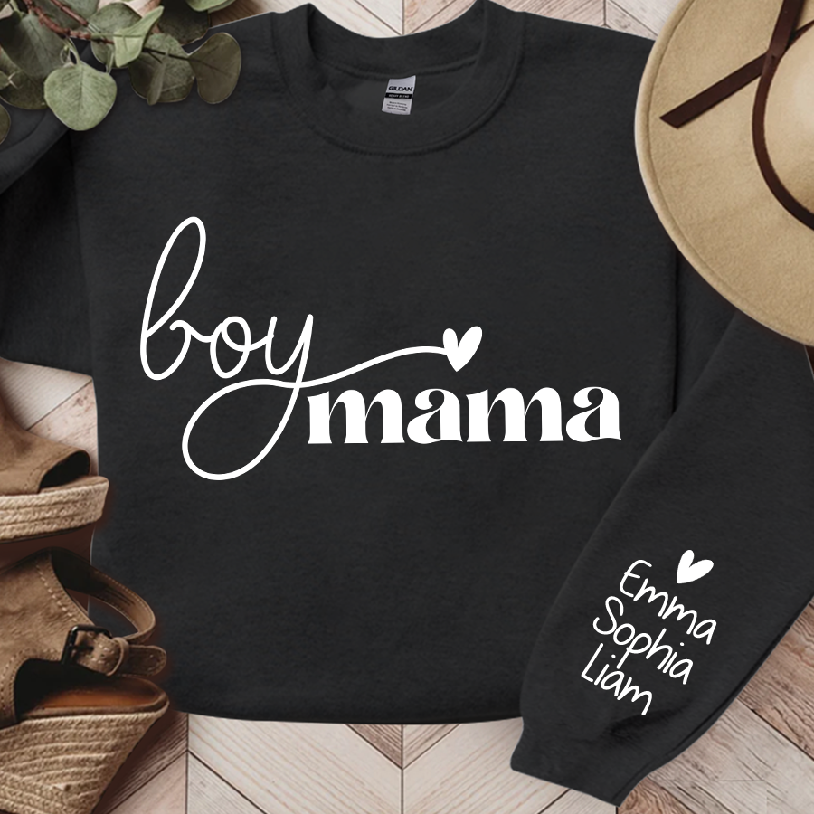 Boy Mama Sweatshirt, Custom Mama And Kids, Gift For Mom TH Sweatshirt
