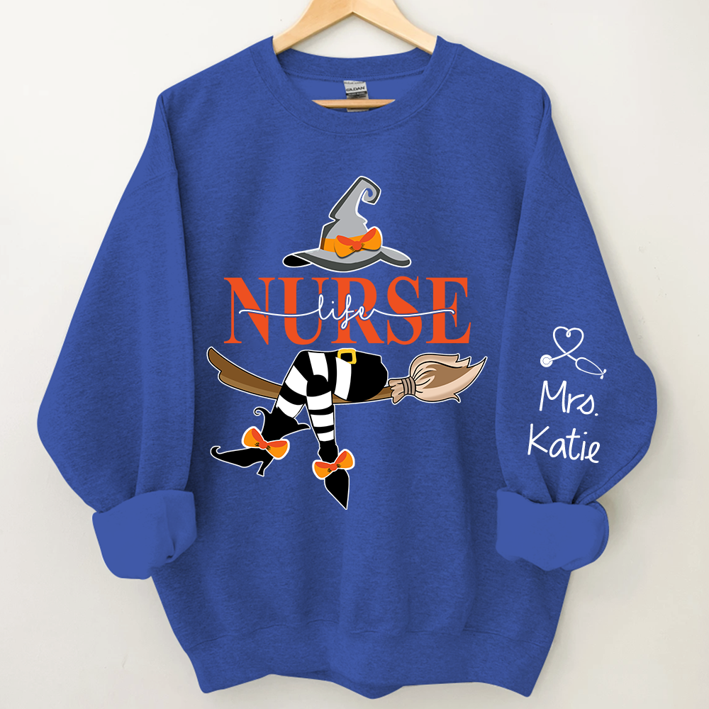 Nurse Life Witch Halloween, Custom Name Sweatshirt Halloween, Gift For Nurse TH