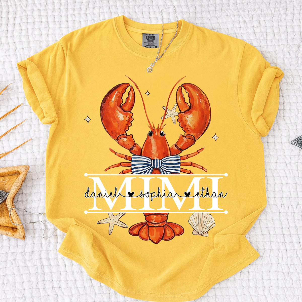 Comfort Colors® Lobster Mimi Shirt for Grandma, Customizable Name Summer T-Shirt, Fun Seafood Design Tee