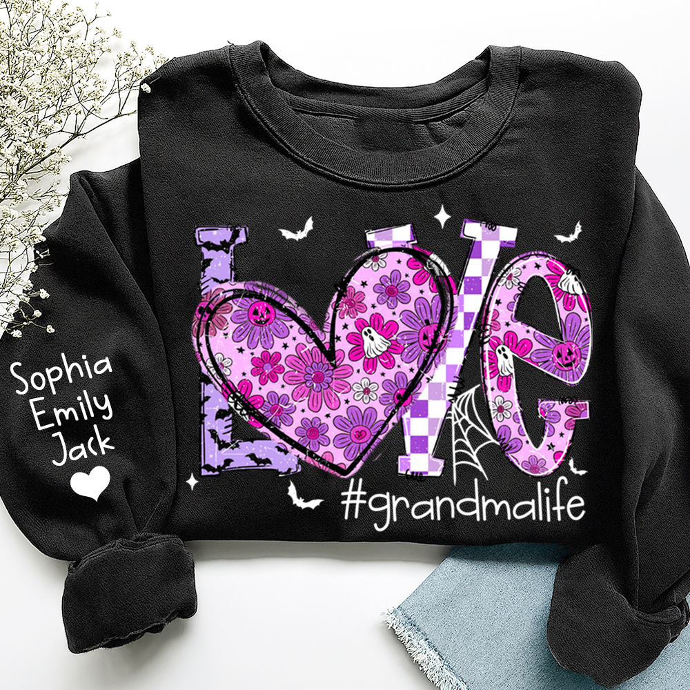 Naughty Halloween Flowers, Personalized Grandma Love Life Pumpkin and Kids