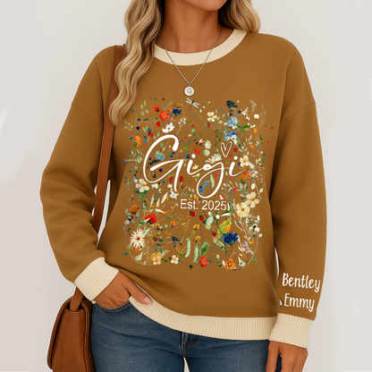 Personalized Gigi Est With Grandkids Flower Art Sweatshirt Mix