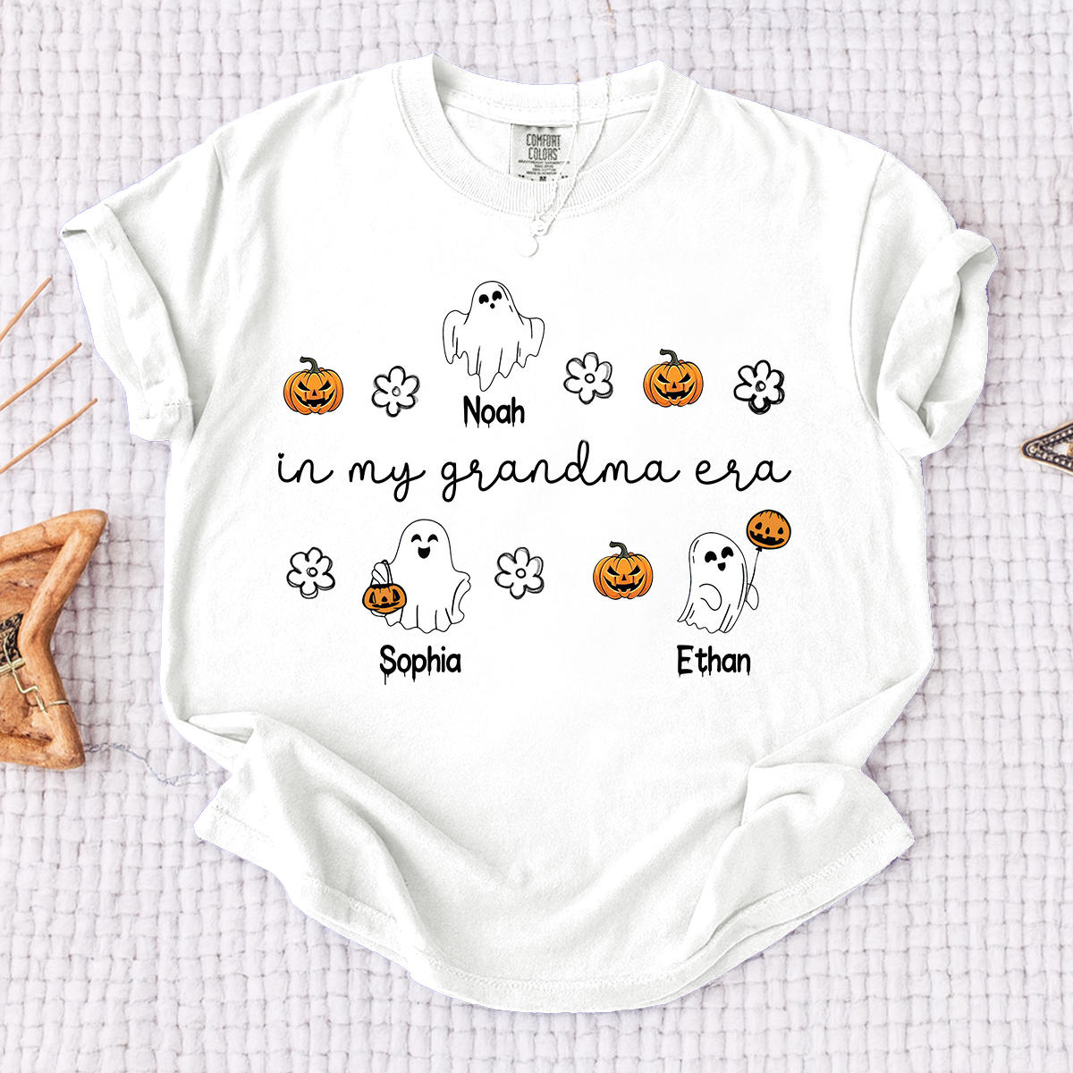 Comfort Colors® In My Grandma Era Halloween Tee, Custom Gifts for Grandma and Grandchild