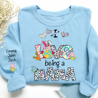 Nana Sweatshirt I Love Being a Nana, Colorful Heart Design Family Style