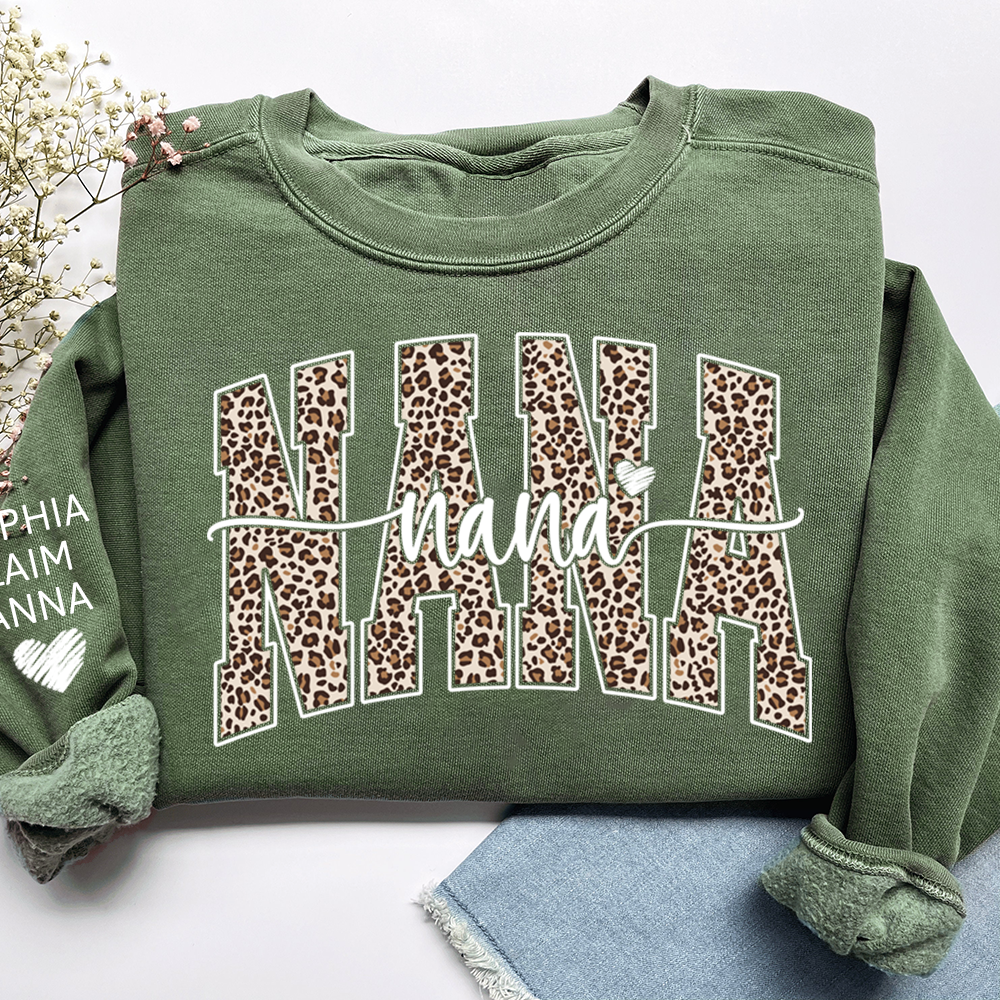Retro Varsity Nana Leopard Print, For Gift Grandma And Kids