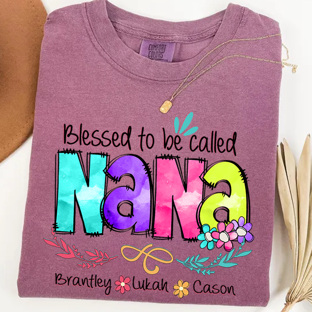 Comfort Colors® Personalize Blessed To Be Called Nana Shirt, Custom Grandma With Grandkids, Gift for Grandma Shirt