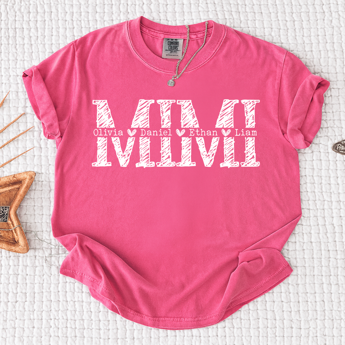 Comfort Colors Personalized Mimi Shirt, Custom T Shirt with Kids Names, Mimi Design for Grandmother, Perfect Gift for Mother's Day