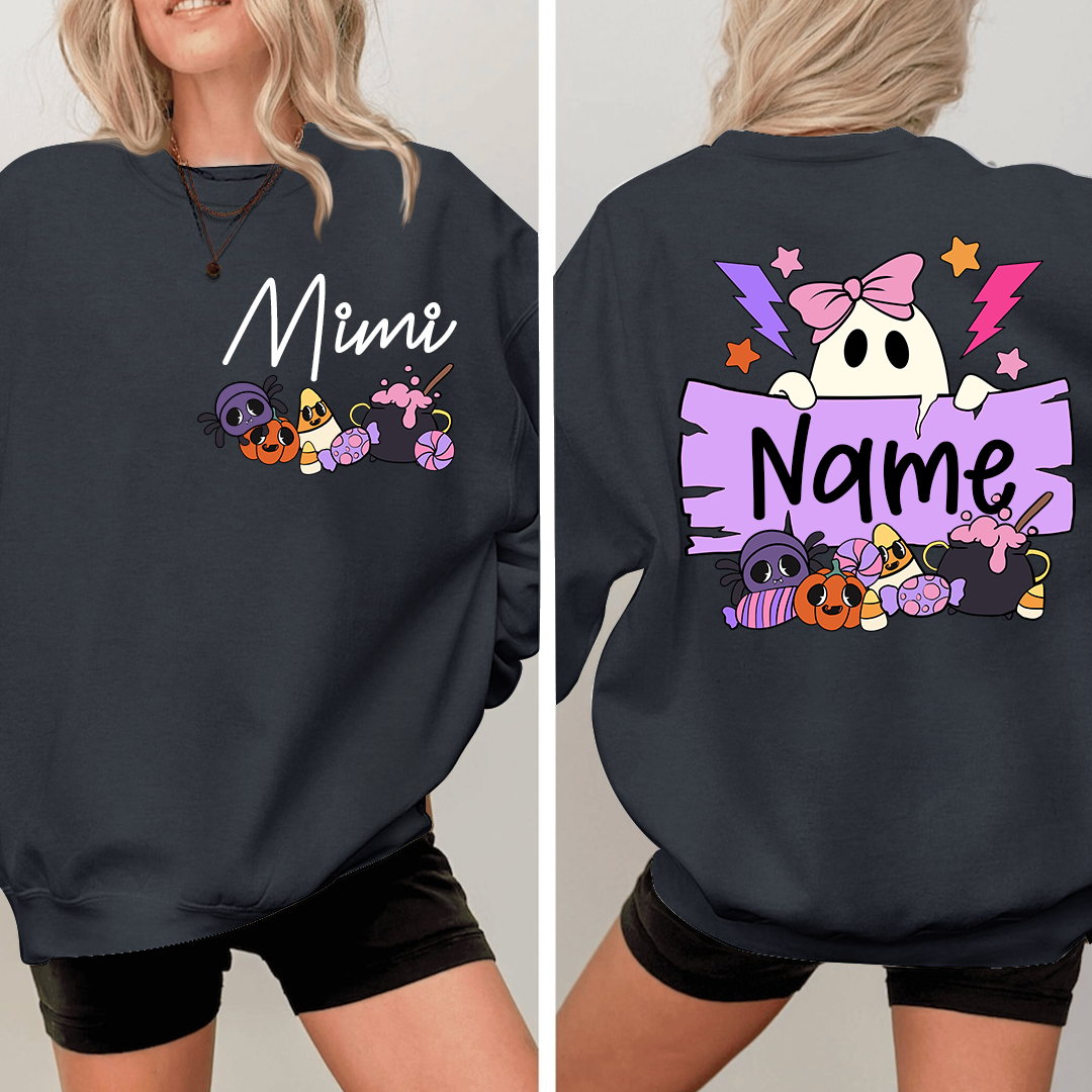 Personalized Halloween Mimi Sweatshirt, Custom Nickname For Grandma And Kids