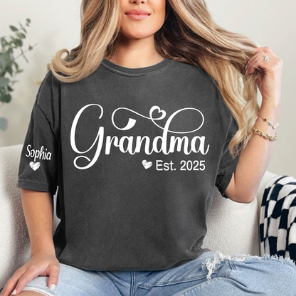 Grandma Gifts Personalized Grandma Est Shirt, Custom T-Shirts For Grandma And Kids 2025