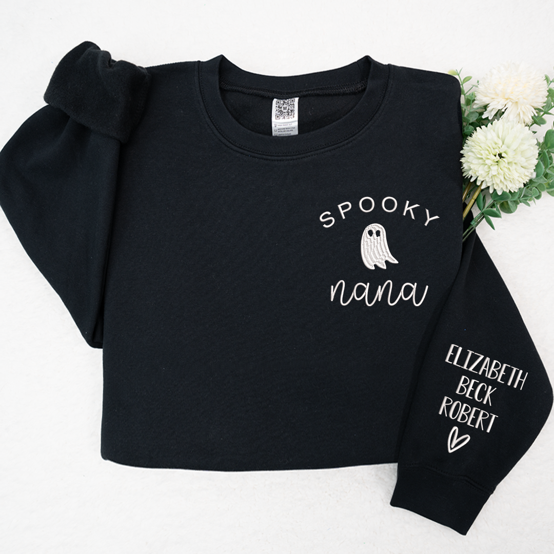 Spooky Nana With Kids Halloween Embroidered