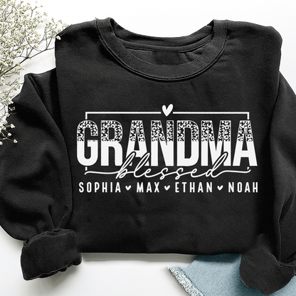 Personalized Blessed Grandma Heart Sweatshirt, Gift for Grandma and Kids